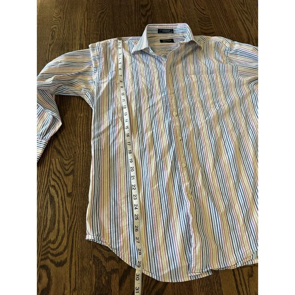 Nautica Comfort Stretch Stripe Long Sleeve Men's Size 16 32/33 Button up‎ Shirt